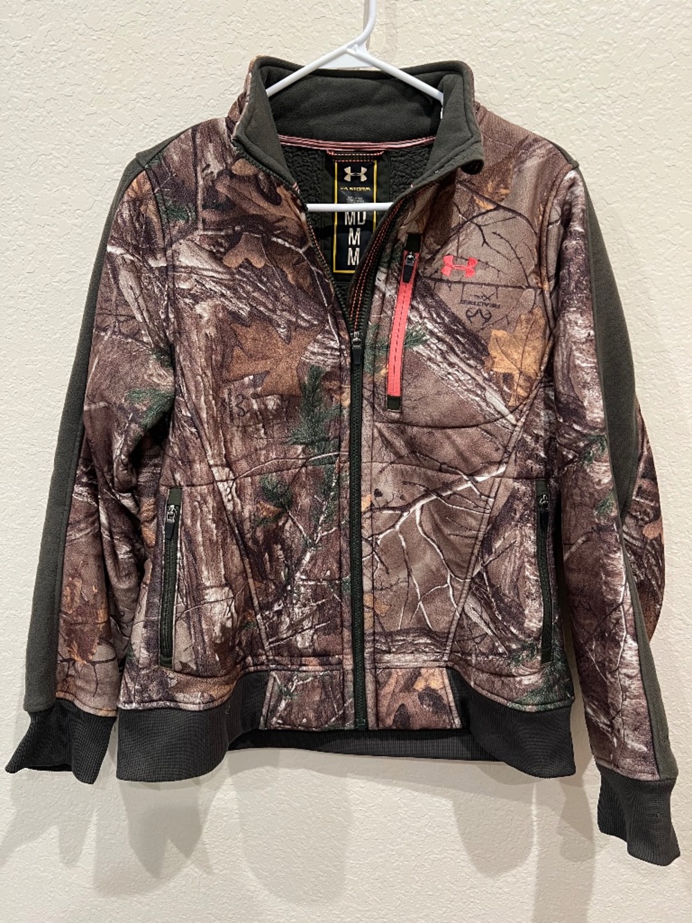 UNDER ARMOUR UA Storm Camo Zip Jacket with Olive Trim